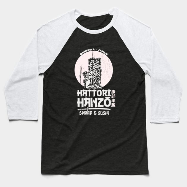 Hattori Hanzo Sword & Sushi Retro Vintage T Shirt Baseball T-Shirt by lateedesign